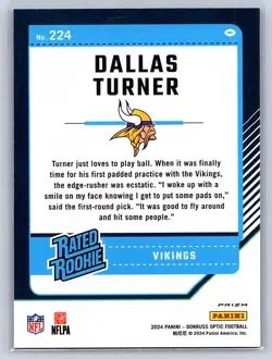 2024 Donruss Optic #224 Dallas Turner Red Mojo - Image 2