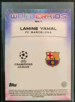 Topps Chrome 2024/25 UEFA UCC Lamine Yamal Wonderkids WK-1 Barcelona Mint - Image 2