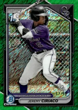 2024 Bowman Chrome Jeremy Ciriaco Green Shimmer Refractors #/99 - Image 1