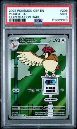 2023 POKEMON OBF EN-OBSIDIAN FLAMES ILLUSTRATION RARE #208 PIDGEOTTO PSA 9 - Image 1