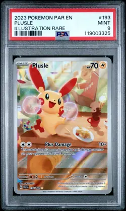 2023 POKEMON PAR EN-PARADOX RIFT ILLUSTRATION RARE #193 PLUSLE PSA 9 - Image 1