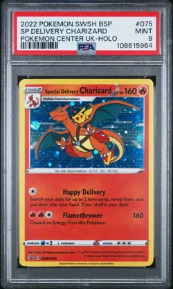 2022 POKEMON SWSH BLACK STAR PROMO #075 SPECIAL DELIVERY CHARIZARD-HOLO PSA 9 - Image 1