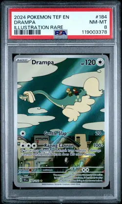 2024 POKEMON TEF EN-TEMPORAL FORCES ILLUSTRATION RARE #184 DRAMPA PSA 8 - Image 1