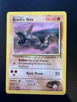 Brock’s Onix 69/132 Gym Heroes Unlimited 2000 Pokemon Card Common LP - Image 1