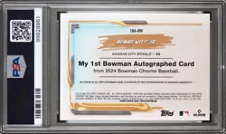 2024 Bowman Chrome BOBBY WITT JR. MY 1ST BOWMAN GOLD 02/50 ROYALS PSA 9 AUTO 10 - Image 2