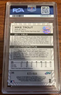 2011 Topps Etopps #35 Mike Trout PSA 9 #135593017 Los Angeles Angels #622/999 - Image 2