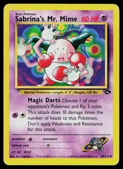 Pokemon Card Gym Challenge Sabrina's Mr. Mime 59/132 Uncommon - Image 1