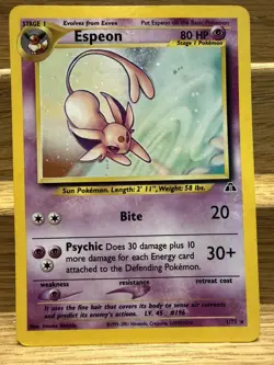 Espeon Pokemon TCG Neo Discovery Holo Rare Card 1/75. - Image 1