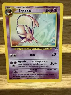 Espeon Pokemon TCG Neo Discovery Holo Rare Card 1/75. - Image 2