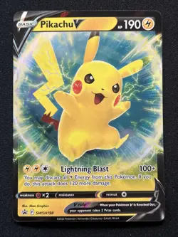 Pikachu V SWSH198 SWSH: Sword & Shield Promo Cards Holo NM - Image 1