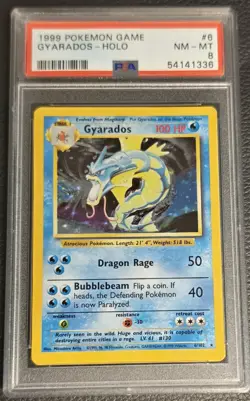 1999 Pokemon TCG Base Set Gyarados Holo Card #6/102 PSA 8 NM-MT - Image 1