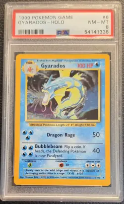 1999 Pokemon TCG Base Set Gyarados Holo Card #6/102 PSA 8 NM-MT - Image 5