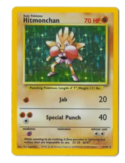 Hitmonchan 7/102 Base Set Holo Rare Pokemon Card WOTC 1999 LP - Image 3