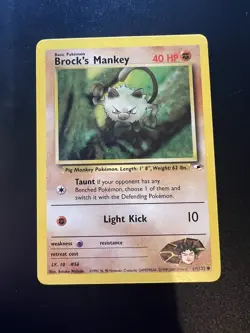 Brock’s Mankey 67/132 Gym Heroes Unlimited 2000 Pokemon Card Common NM - Image 1