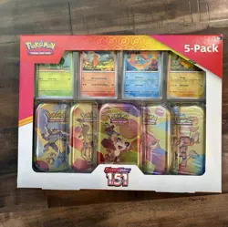 Pokemon TCG Scarlet & Violet—151 Mini Tin 5-Pack Booster Packs 35 Cards EN - Image 1
