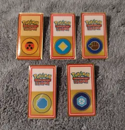 Johto Gym Badges Lot of Five Pokemon TCG League WOTC Pins - Image 1