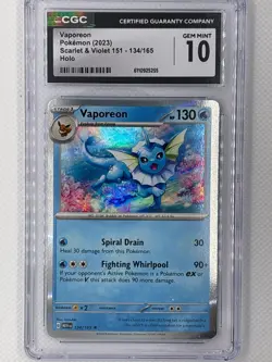 CGC 10 Vaporeon 34/165 Pokemon 151 Holo Japanese Gem Mint Slab SV2a - Image 1