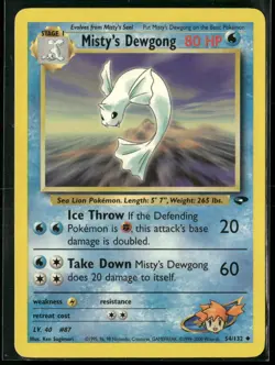 Misty's Dewgong 54/132 Uncommon Gym Challenge Pokemon Lightly Played - Image 1