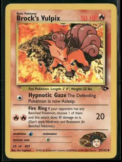 Brock's Vulpix 37/132 Uncommon Gym Challenge Pokemon Moderately Played - Image 1