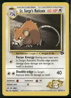 Lt. Surge's Raticate 53/132 Uncommon Gym Challenge Pokemon Lightly Played - Image 1
