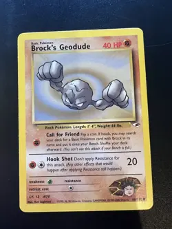 Brock’s Geodude 66/132 Gym Heroes Unlimited 2000 Pokemon Card Common LP - Image 1