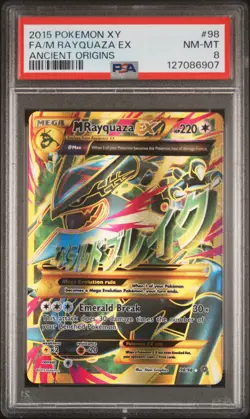 2015 POKEMON XY ANCIENT ORIGINS #98 FULL ART/M RAYQUAZA EX PSA 8 - Image 1