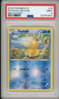 2016 Pokemon XY Breakpoint Psyduck Reverse Holo Foil #16 PSA 9 - Image 1