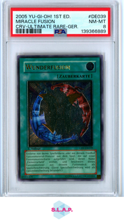MIRACLE FUSION CRV-ULTI RARE-GER. YU-GI-OH! CRV-CYBERNETIC REVO 2005 DE039 PSA 8 - Image 1