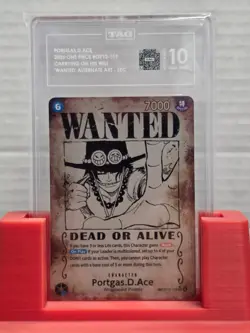 Portgas D Ace One Piece OP13-119 Carrying On His Will "Wanted" Alt Art TAG 10 - Image 1