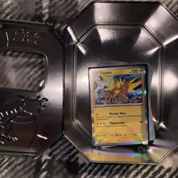Pokemon Tin With Twlight Masquerade Holos, Reverse Holo & Bulk (zapdos) - Image 2