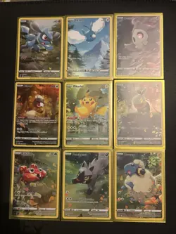 Pack Fresh Pokemon TCG Crown Zenith Galarian Gallery 9 Card Pikachu Art Bundle - Image 2