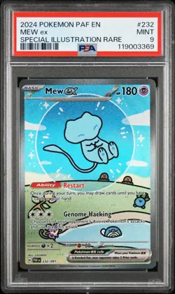 2024 POKEMON PAF EN-PALDEAN FATES SPECIAL ILLUSTRATION RARE #232 MEW EX PSA 9 - Image 1