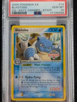 Pokemon CG National Championship STAFF Blastoise 14/100 PSA 10 GEM MINT 🔥POP 39 - Image 1