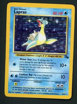 Lapras 10/62 Fossil Holo Unlimited Pokemon Card Rare LP - Image 1