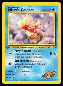 Misty's Goldeen 85/132 Common 1st Edition Gym Heroes Pokemon Card - Image 1