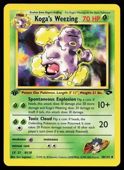 Koga's Weezing 50/132 Uncommon 1st Edition Gym Challenge Pokemon Card - Image 1
