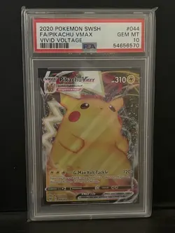 2020 Pokemon SWSH FA/Pikachu VMAX Vivid Voltage Card #044 PSA 10 Gem Mint - Image 1