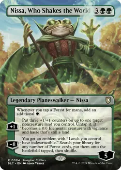 MTG Foil Nissa, Who Shakes the World (Borderless) 84 Commander: Bloomburrow M... - Image 1