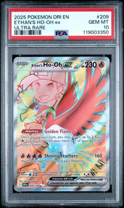 2025 POKEMON DRI EN-DESTINED RIVALS ULTRA RARE #209 ETHAN'S HO-OH EX PSA 10 - Image 3