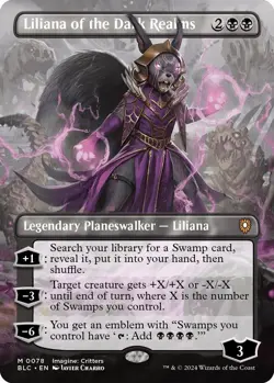 MTG Foil Liliana of the Dark Realms (Borderless) 78 Commander: Bloomburrow Magic - Image 1