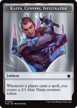 Emblem Kaito Cunning Infiltrator & Ninja 2-Sided Token 24&12 MTG FDN Token NP - Image 1