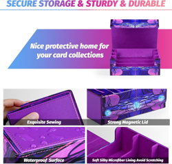 Card Storage Box for MTG, Trading Card Deck Box Holds 1800+ with 6 Dividers, Lea - Image 4