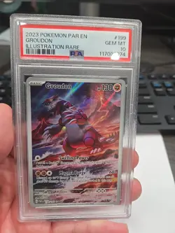 2023 POKEMON PAR EN-PARADOX RIFT ILLUSTRATION RARE #199 GROUDON PSA 10 - Image 1