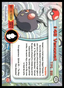 Pokemon Cards Venonat #48 Topps Trading Cards Series 1 NM *4 - Image 2
