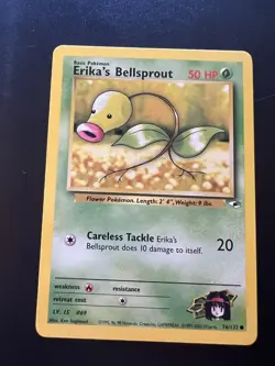Erika’s Bellsprout 76/132 Gym Heroes Unlimited 2000 Pokemon Card Common LP - Image 1