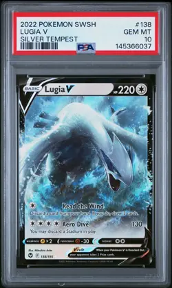 2022 POKEMON SWORD & SHIELD SILVER TEMPEST #138 LUGIA V PSA 10 - Image 1