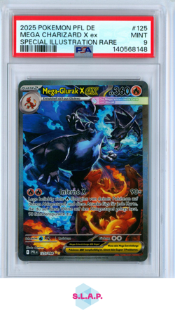MEGA CHARIZARD X EX SPEC ILL RARE POKEMON DE-PHANTASMAL FLAMES 2025 125 PSA 9 - Image 1