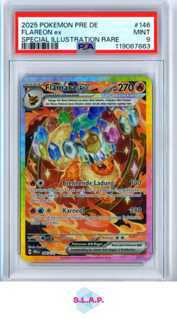 FLAREON EX SPECI4L ILL RARE POKEMON GER PRE PRISMATIC EVOLUTIONS 2025 146 PSA 9 - Image 1