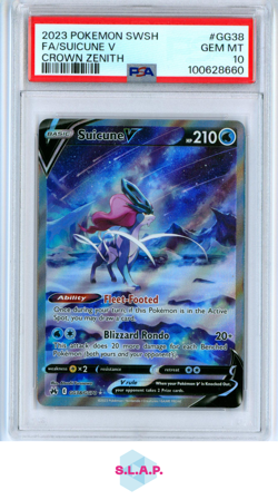 FA/SUICUNE V CROWN ZENITH POKEMON SWORD AND SHIELD CROWN ZENITH 2023 GG38 PSA 10 - Image 1