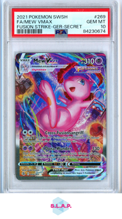 FA/MEW VMAX FUSION STRIKE-GER-SECRET POKEMON SWSH FUSION STRIKE 2021 269 PSA 10 - Image 1